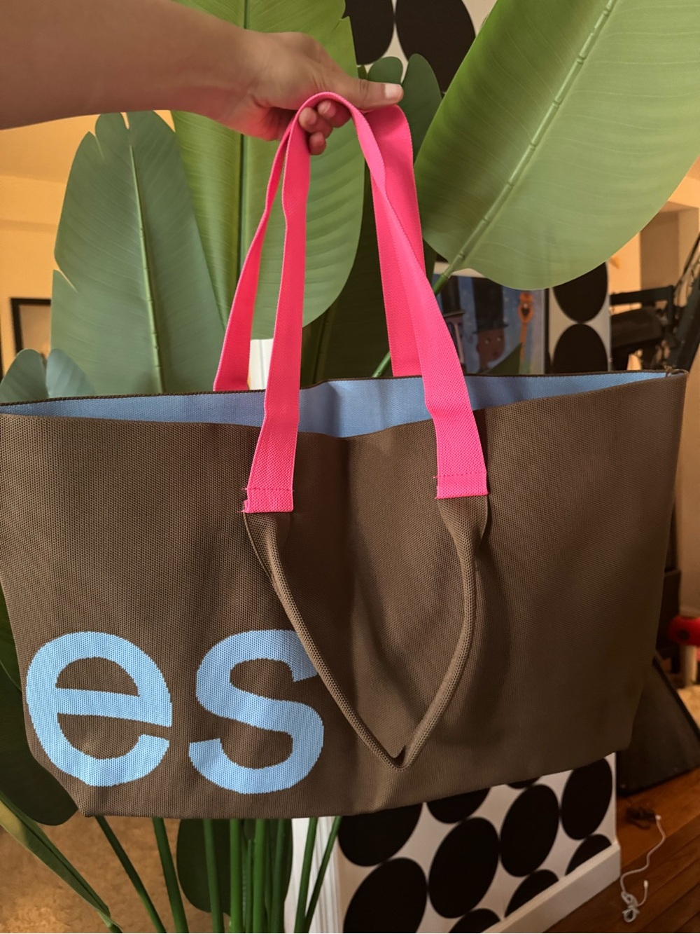 CURVES by Sean Brown Azure Blue & Teal Canvas Tote Bag- Sold out everywhere - Picture 3 of 4